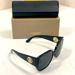 Burberry Black Sunglasses With Gold Monogram